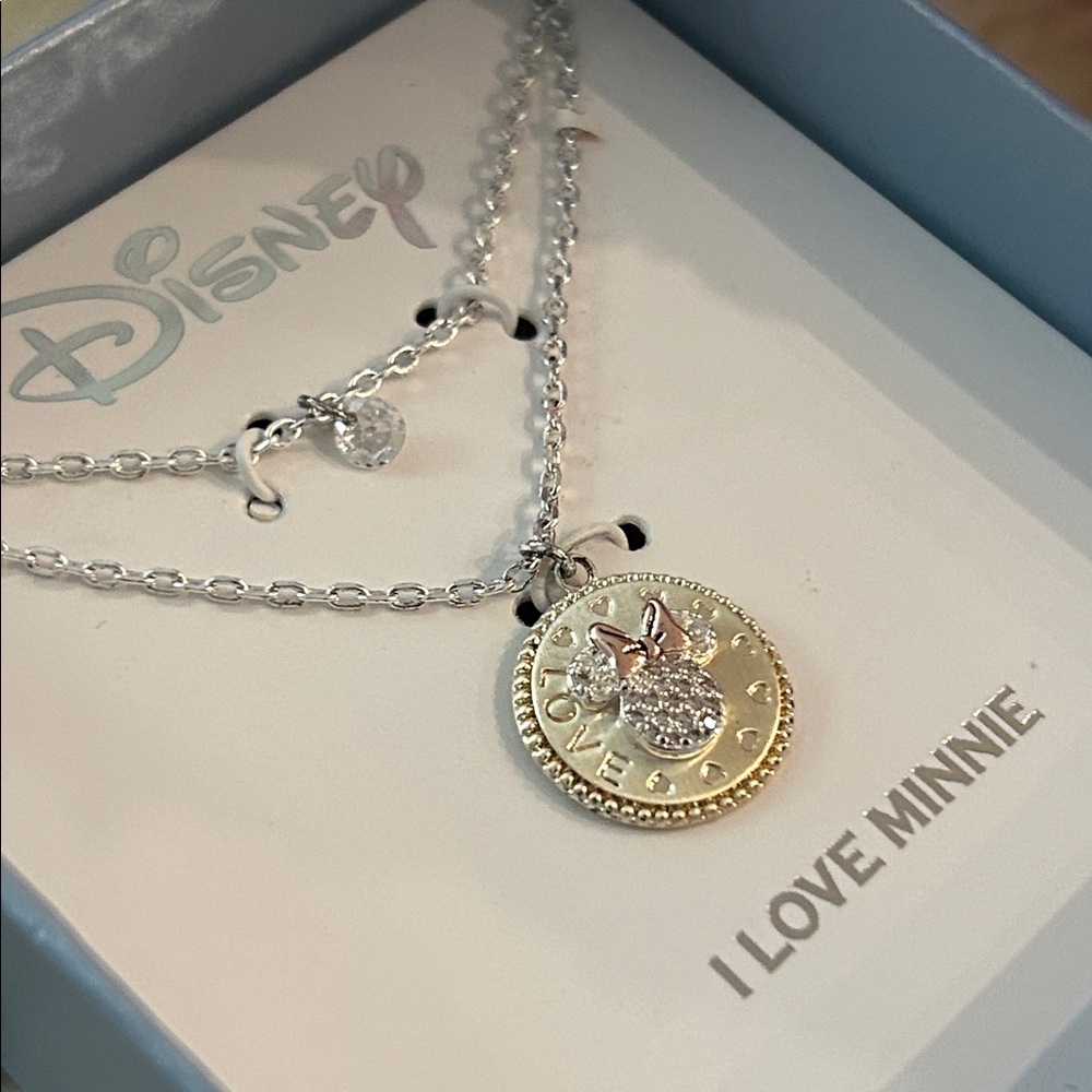 LA rocks Disney Minnie Mouse Necklace “Love” pendant 16”+2” extender chain NEW!